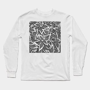 Leaves #14 in Black & White Long Sleeve T-Shirt